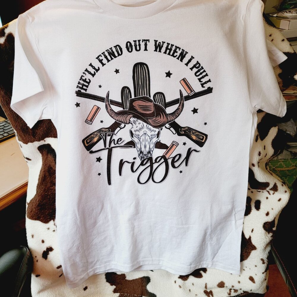 5 Pack Bull Skull Western He'll Find Out When White Short Sleeve T-Shirt